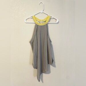 Free people we the free twin peaks high neck tank top gray yellow racer back